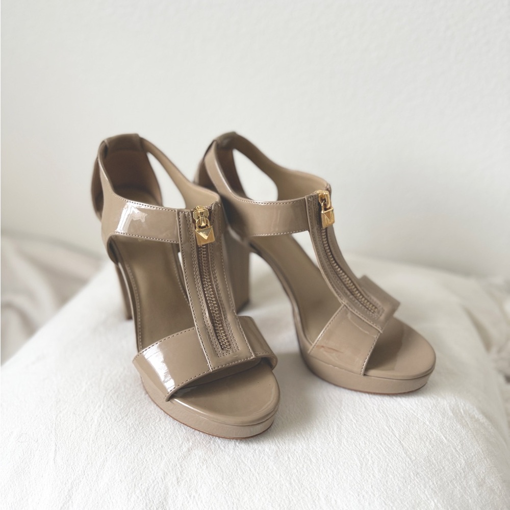Michael Kors Berkley Zipper Front Block Heel Sandals